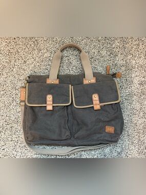 Marc New York Andrew Marc Olive Canvas Messenger Bag with tan Trim